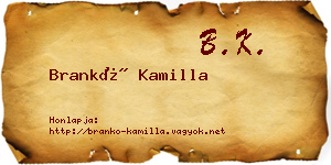 Brankó Kamilla névjegykártya